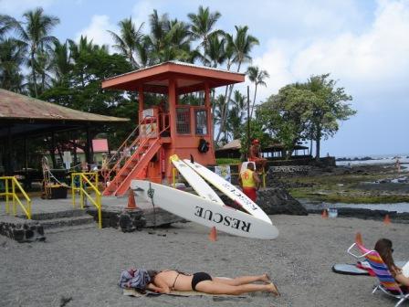 Life guards at Kahaluu beach in Kona
